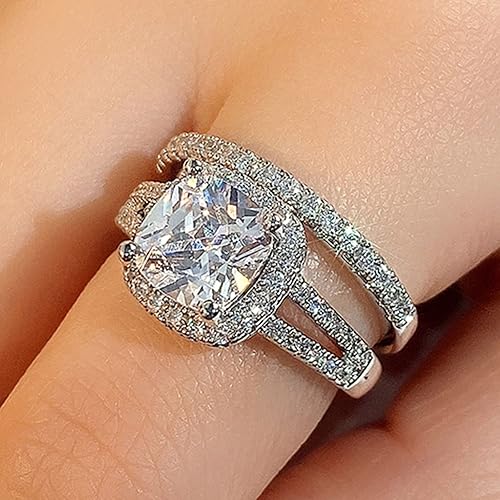 Miniatura 5 de Couples Rings for Him and Her Set, Rhinestone Crystal Diamond Engagement Rings for Women CZ Cubic Zirconia Opal Wedding Ring Sets Mothers Day
