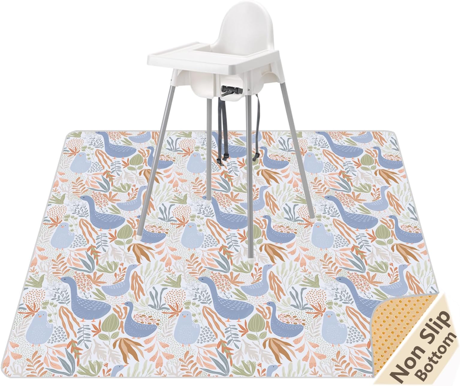 Splat Mat for Under High Chair/Arts/Crafts, Waterproof and Anti-Slip Splash Mat Floor Protector, Washable Highchair Floor Mat, 51 Inch Reusable Messy Mat and Baby Feeding Table Cloth