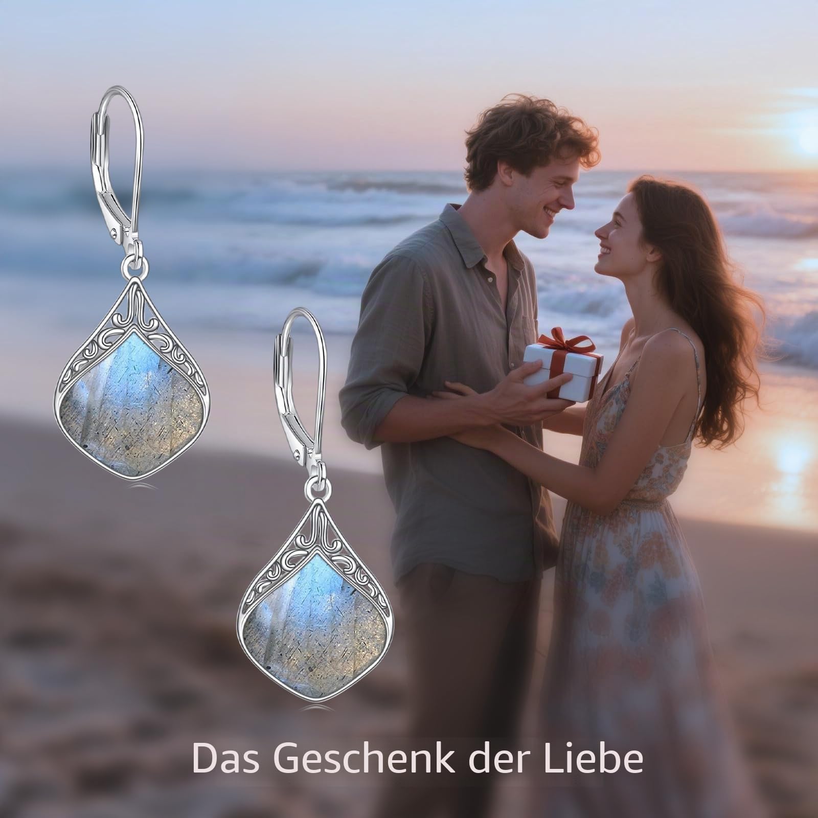 Mondstein Ohrringe Sterling Silber Filigran Irisch Keltisch Teardrop Mondstein Tropfen Ohrringe Schmuck Geschenke für Damen