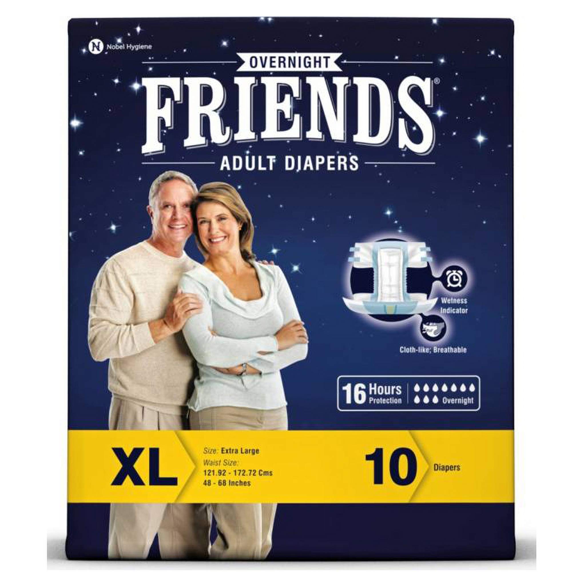 Friends Adult Diapers Overnight, X-Large (10 Count)