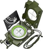 Proster IP65 bússola com clinômetro de visão profissional bússola militar metal acampamento bússola à prova d'água com bolsa de transporte para acampamento caça caminhadas atividades geológicas, ArmyGreen Compass