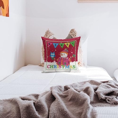 Miniatura 8 de Winter Snowy View Decor Cute Abstract Snowman Cojines Decorativos para Sala 18x18 Merry Christmas Snowman Pillowcase Square Pillow Covers Decorative