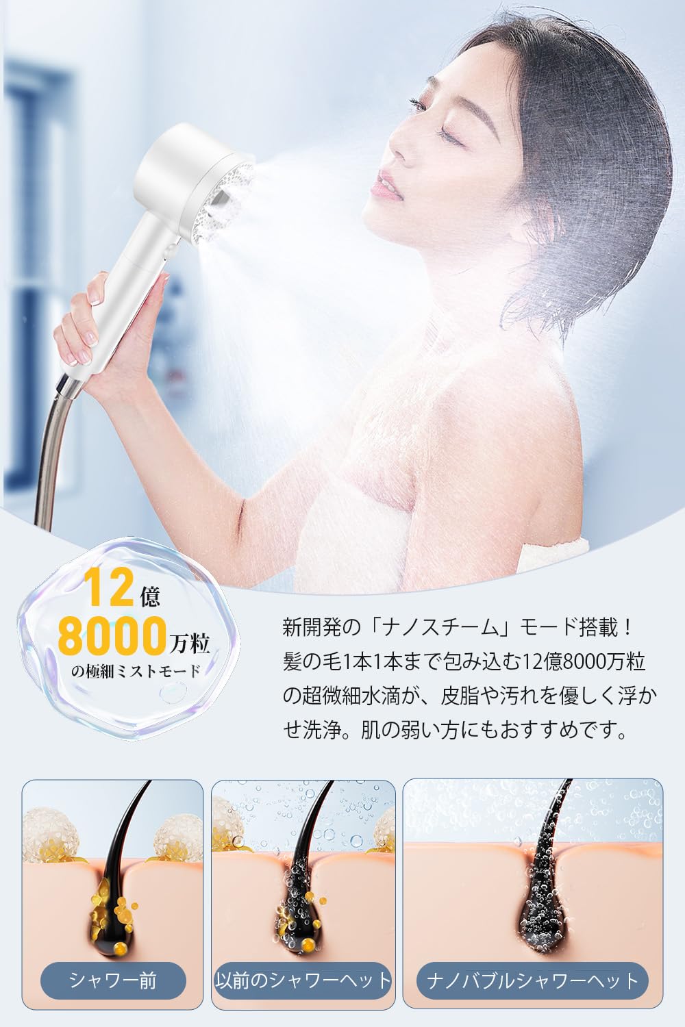 Amazon.co.jp: シャワーヘッド マイクロナノバブル 【肌奥までに浸透超