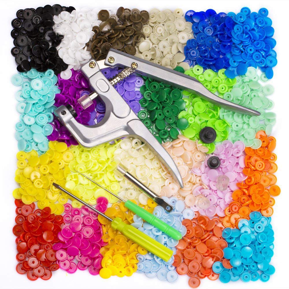 Plastic Snaps, Hand-held Pliers Kit, 24 Colors 360 Sets Of T5 Snap Buttons + Tools, Colored Plastic Resin Snap Buttons, Dark Press Button Hand Pliers Installation Tool