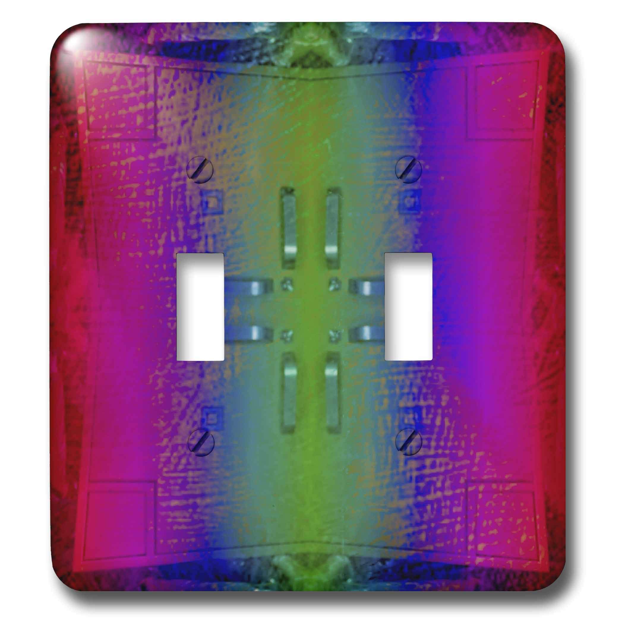 Plaque électrique double pour interrupteurs muraux avec motif artistique abstrait multicolore