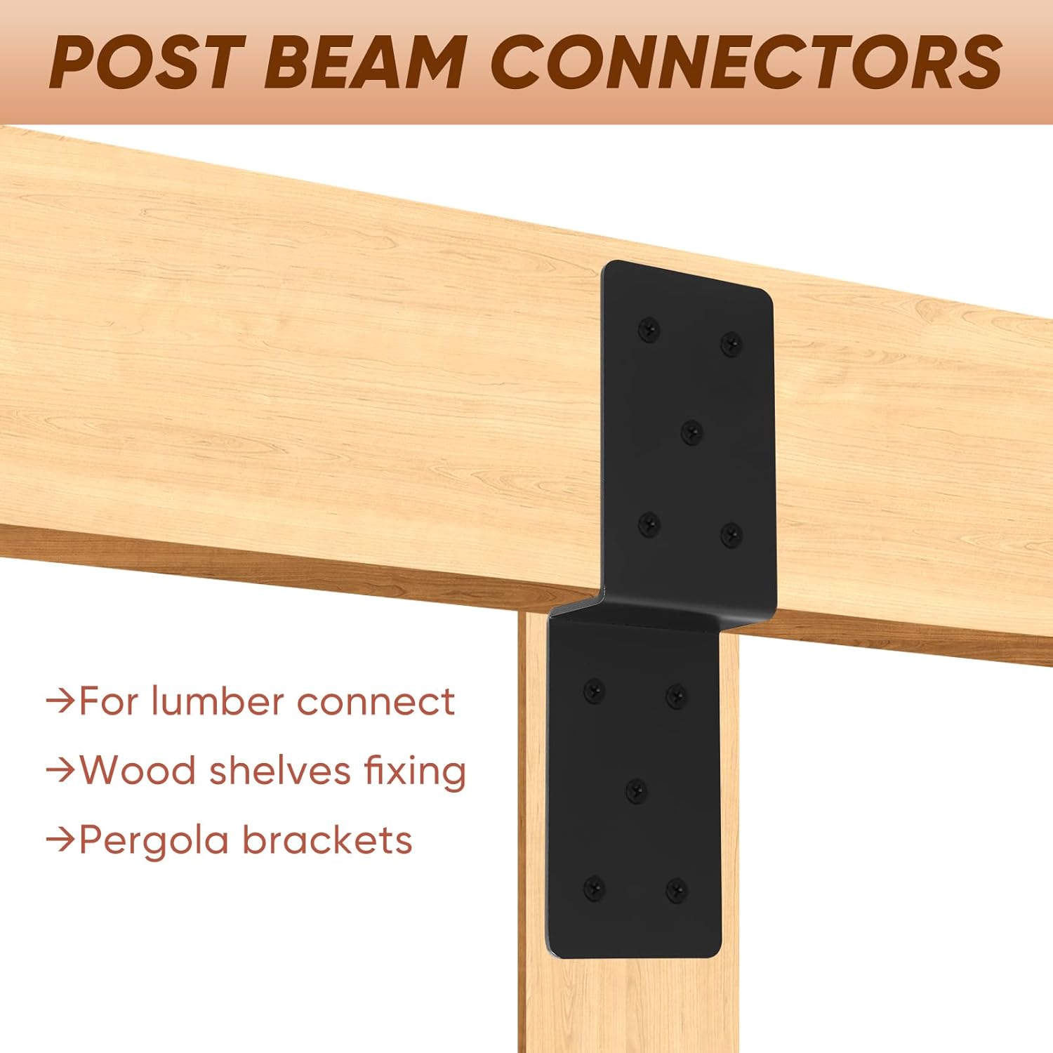 Heavy Duty Steel Z Pergola Brackets 4pcs,5"x 5" Z-Shape Connector Brackets, Post to Beam Support,Black Deck Joist Tie for Wood Projects