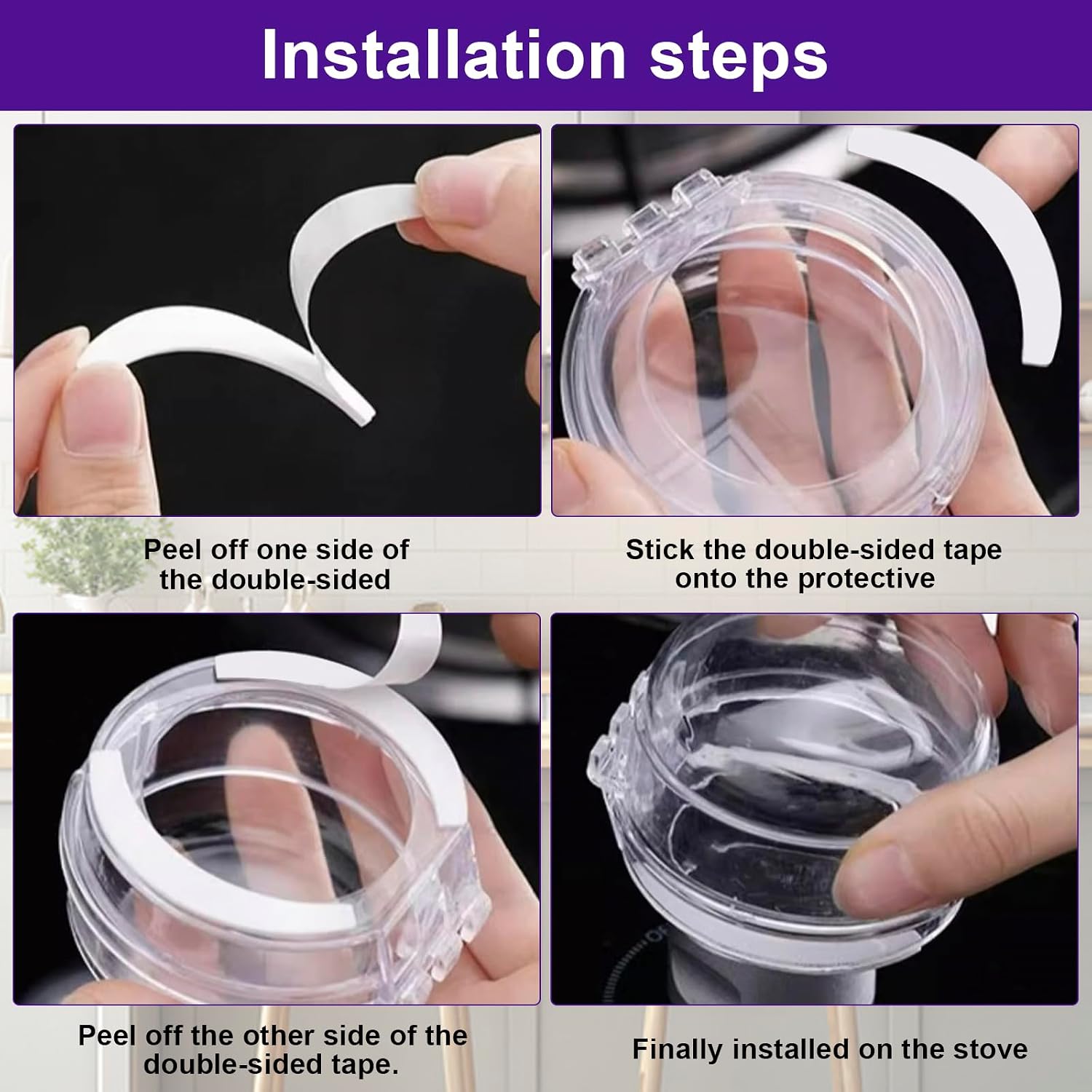 Stove Knob Covers for Child Safety, 5 Pack White Gas Stove Protector, Baby Proof Kitchen Knob Guards, Heat Resistant Clear Stove Knob Covers, Easy Install Universal Design