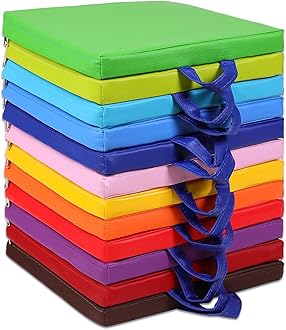 Sawysine 12 Pcs Floor Cushions Classroom Flexible Floor Seating with Handle for Kids in Home School Classroom Kindergarten Daycare Nursery (Classic Color,Square)