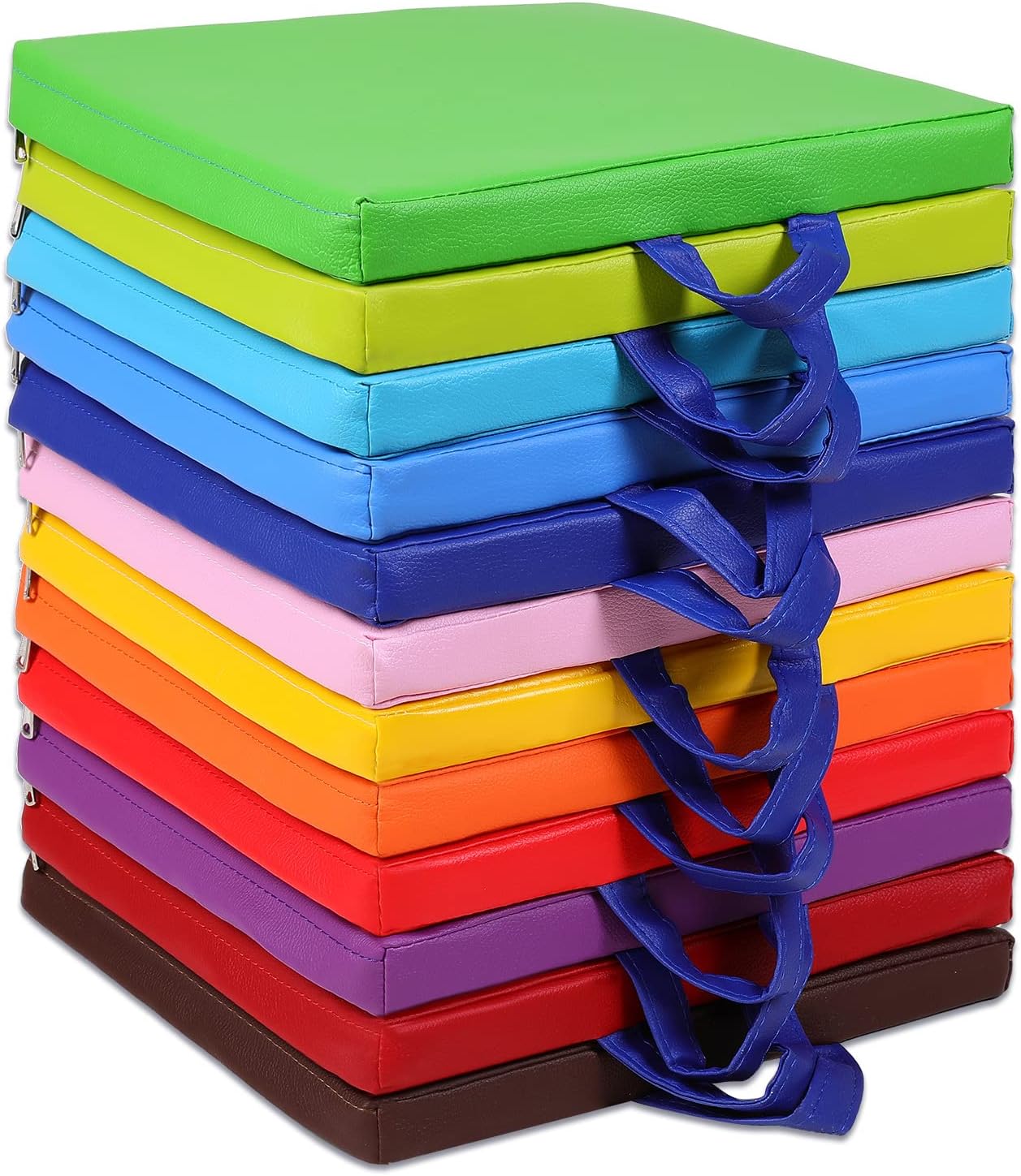 Sawysine 12 Pcs Floor Cushions Classroom Flexible Floor Seating with Handle for Kids in Home School Classroom Kindergarten Daycare Nursery (Classic Color,Square)