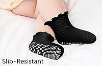 Vista 2 de Calcetines con volantes para niñas – Calcetines antideslizantes con puños – Calcetines de algodón suave con volantes para interiores