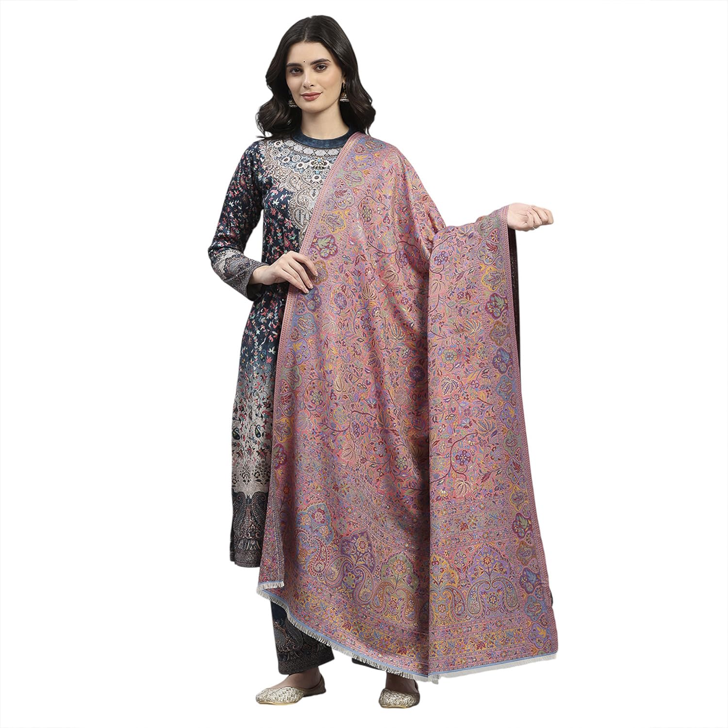 monte carlo Women’s Winter Shawl | Self Design Pattern | Cozy Warm | Stylish Fashionable Winter Accessory | Elegant Wrap For Women | Warm Stole for Ladies Multi Free Size_(Pack Of 1)-picture-36