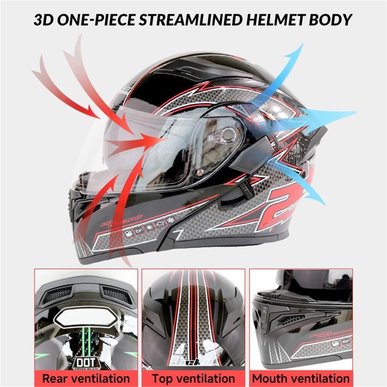 Casco Modular de Motocicleta con Bluetooth, homologado por ECE, abatible, Integral, con Doble Visera antivaho, Forro Lavable y Sistema de ventilación for Adultos, Hombres y Mujeres.(F,XL 61~62CM)