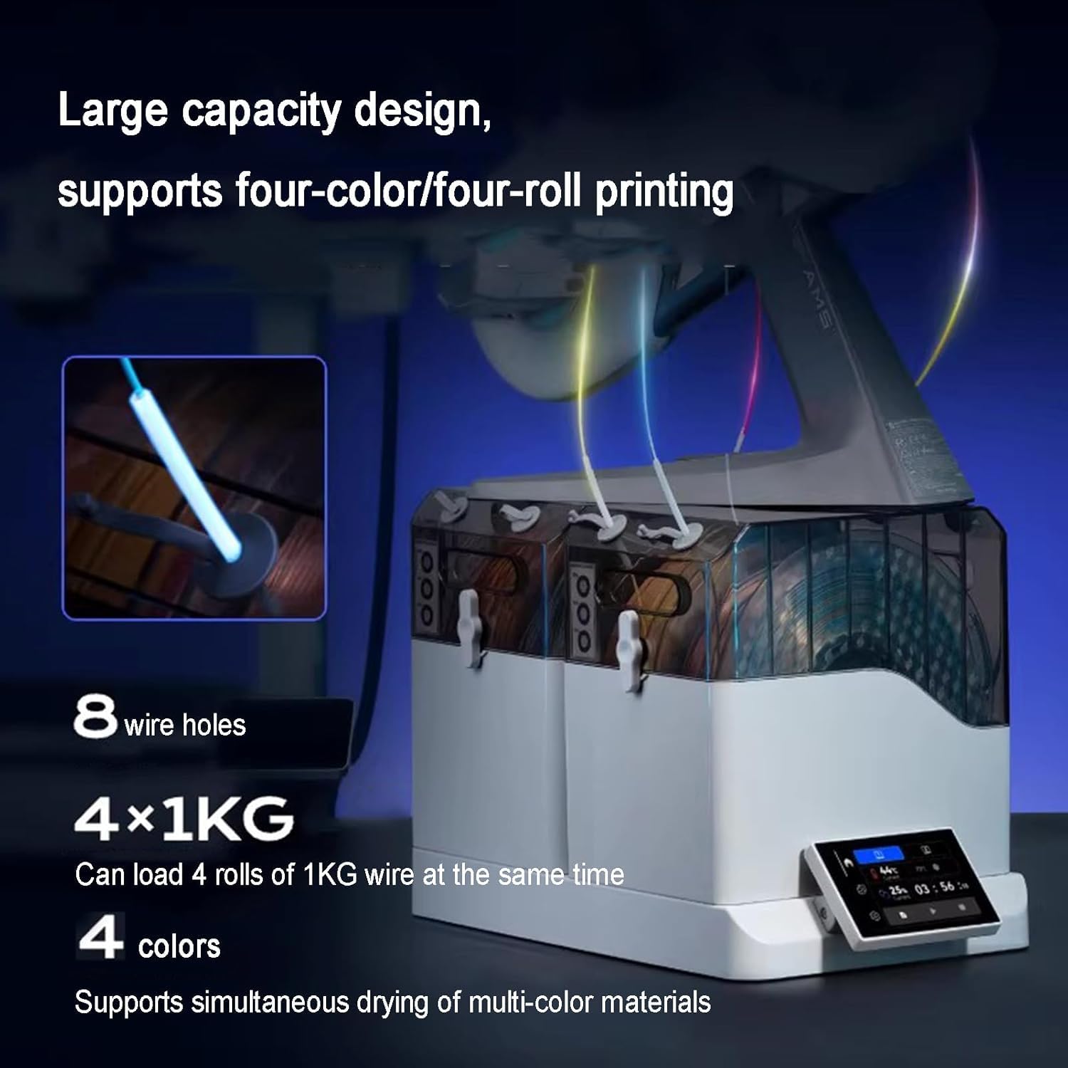 Secador De Filamento Para Impresora 3d, Caja De Almacenamiento Deshidratadora De Filamento Para 4 Bobinas, Para Almacenamiento De Filamento De 1,75 Mm, 2,85 Mm Y 3 Mm, Temperatura De 45-70 ℃