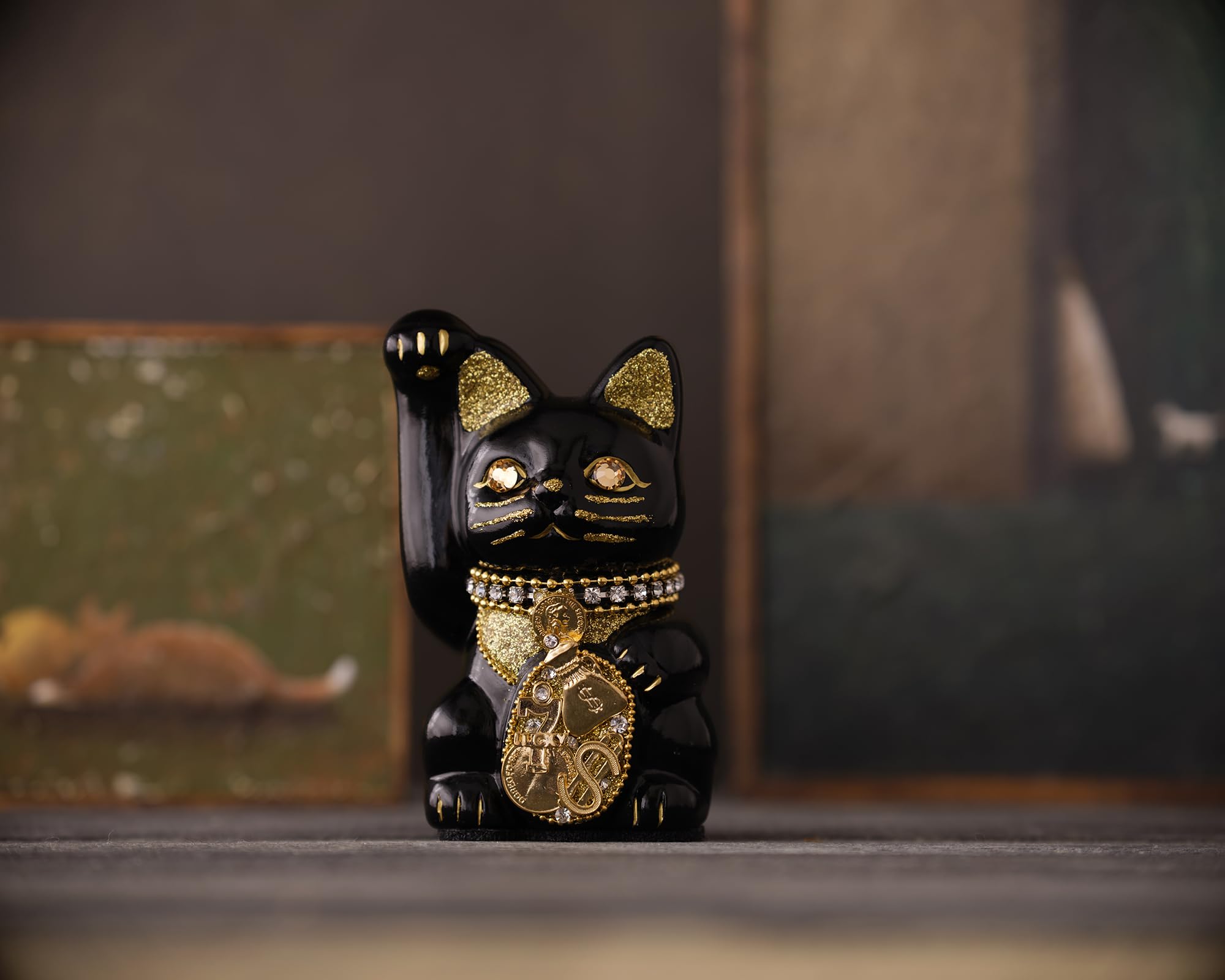 Amazon.co.jp: ご縁猫 ミリオネアキャット(S-SIZE 黒 Black）右手あげ