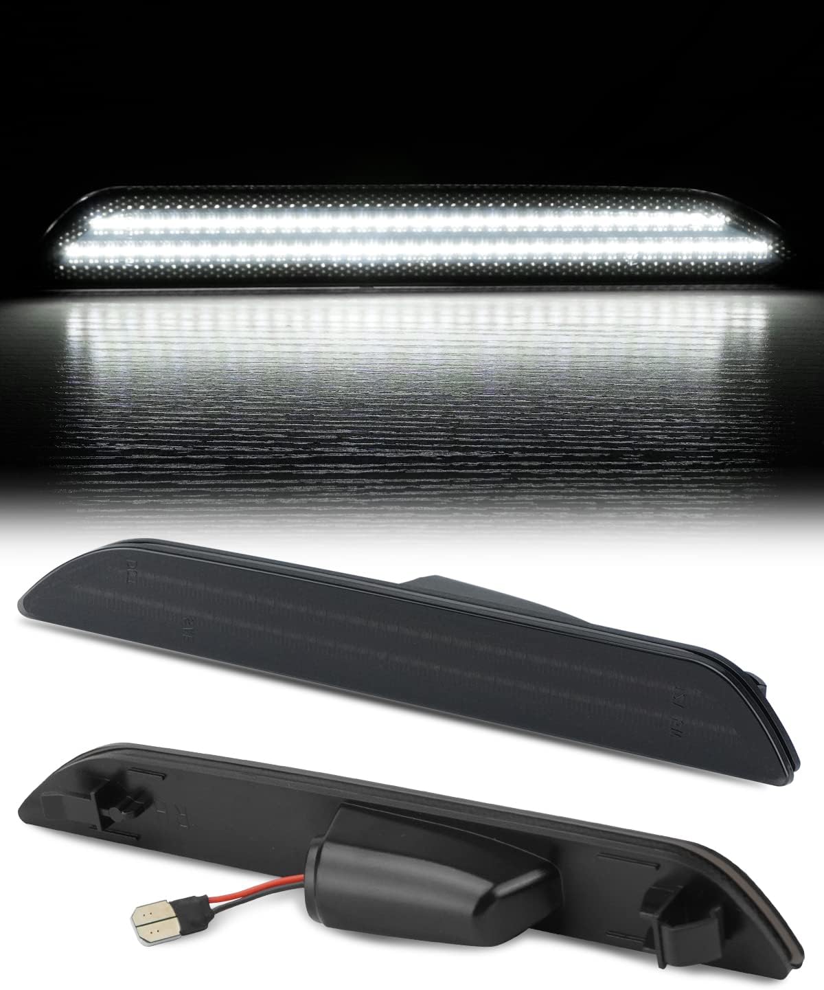 Bestview Side Marker Light Assembly, Rear Bumper Side Marker Lamps Reflectors Compatible for Ford Mustang 2015-2022, White Pack of 2