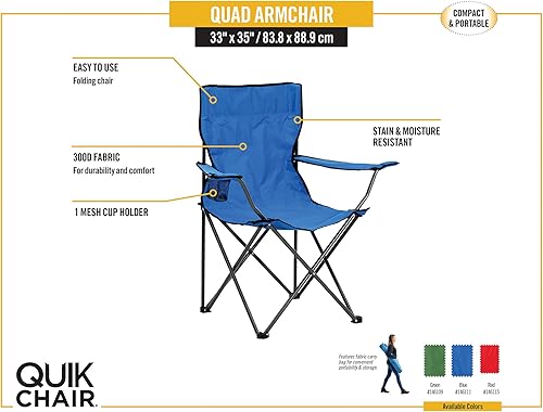 Miniatura 4 de Quik Chair - Silla plegable portátil con soporte para brazo y bolsa de almacenamiento