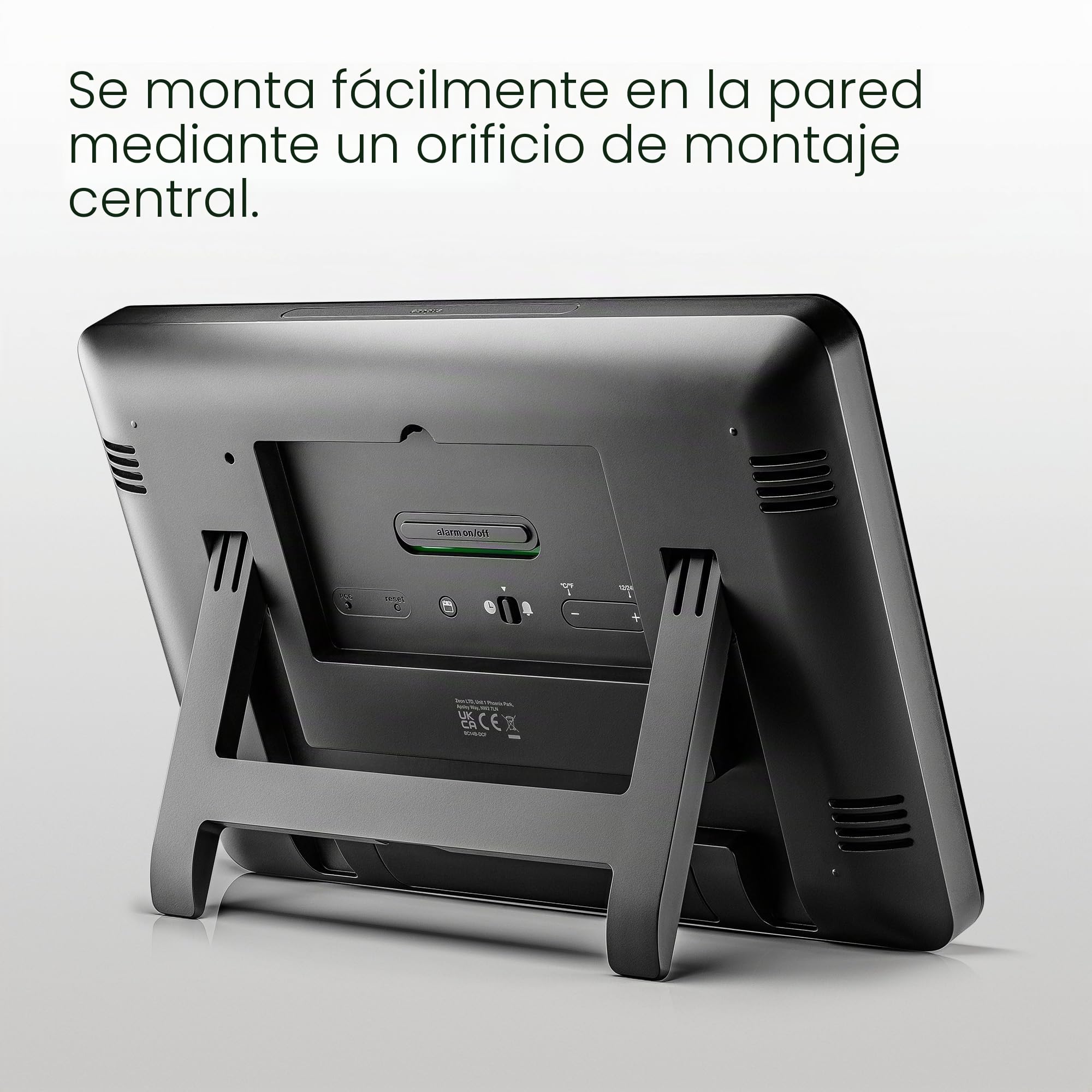 Braun Reloj de Pared Digital controlado por Radio para Hora Central Europea (DCF) con Temperatura, Fecha, día, Gran Pantalla LCD inversa, Alarma Sonora Crescendo en Blanco, Modelo BC14B-DCF