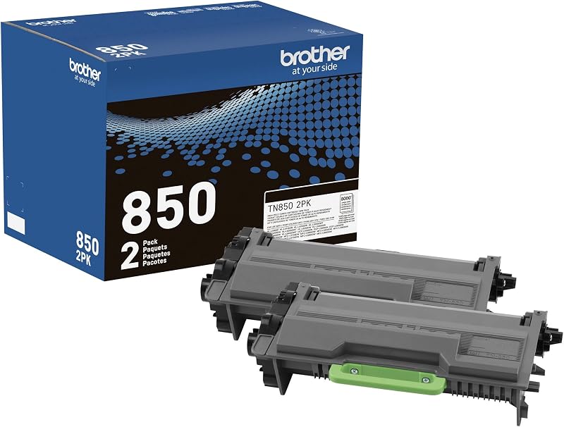Brother Genuine High-Yield Black Toner Cartridge Twin Pack TN850 2PK, Model: TN8502PK | Twin replacement cartridges