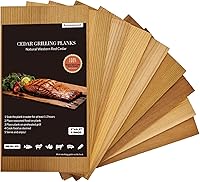 Vista 1 de Paquete de 9 tablones de cedro rojo occidental para asar salmón, tablones de parrilla de 7 x 3.7 pulgadas, accesorios de barbacoa para asar