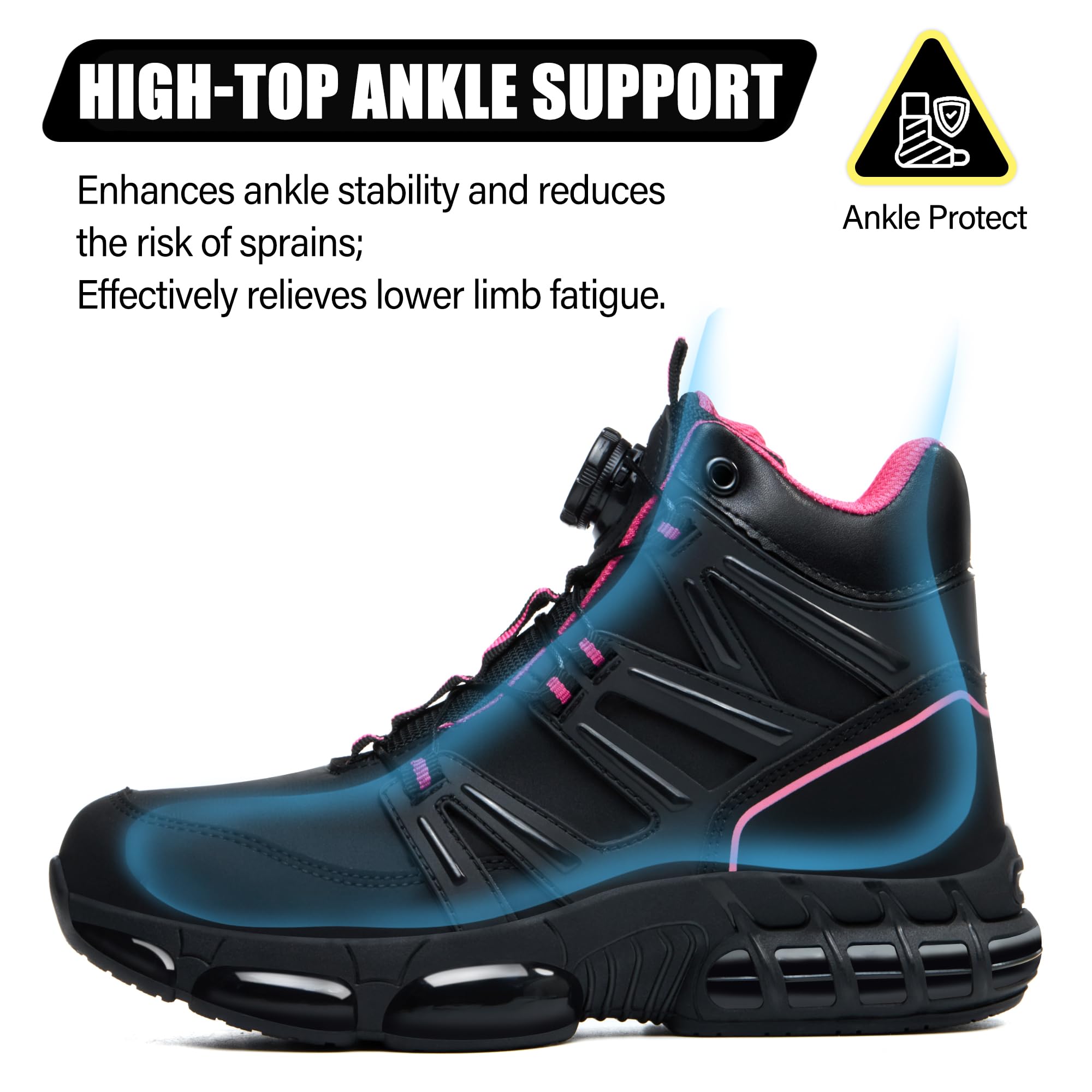 Bottes de sécurité imperméables pour homme et femme avec embout en acier - Chaussures de sécurité à coussin d'air - Baskets de travail