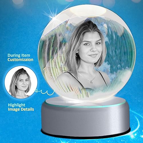Miniatura 8 de Foto de cristal 3D personalizada, marco de cristal grabado con láser personalizado con imagen, gran regalo de aniversario, cumpleaños, Navidad,