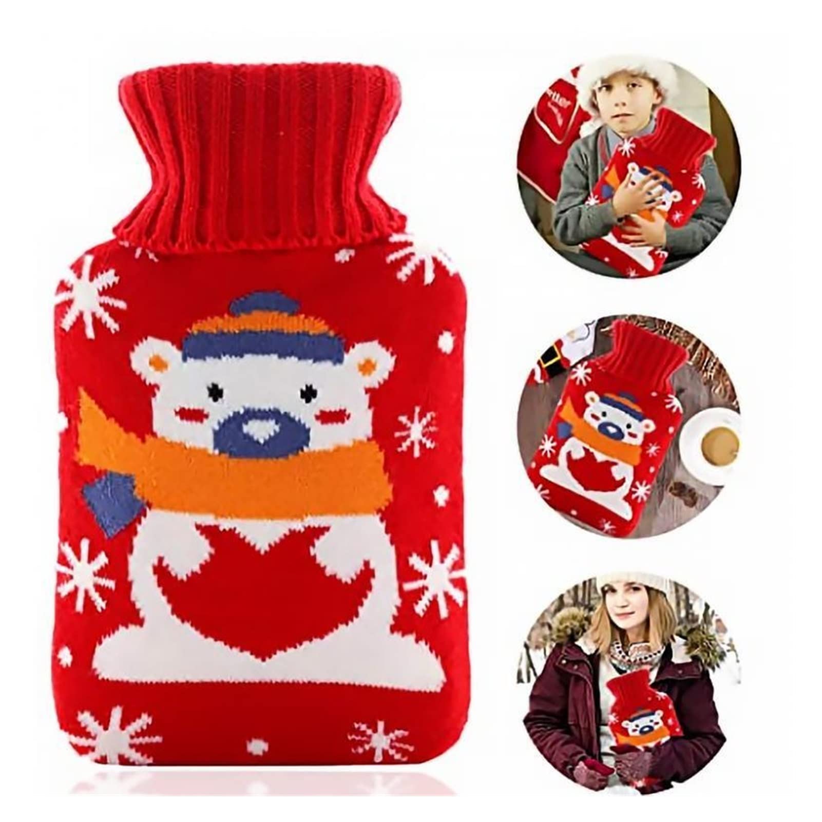 Wärmflaschen-Tasche, Hand-/Fußwärmer, Wärmbeutel, 1000 ml, Gummi-Handwärmer, bietet Wärme, Geschenk für Frauen/Kinder, warmer Bauch, Hände und Füße, niedlicher warmer Wasserbeutel (Farbe: E) (Farbe: