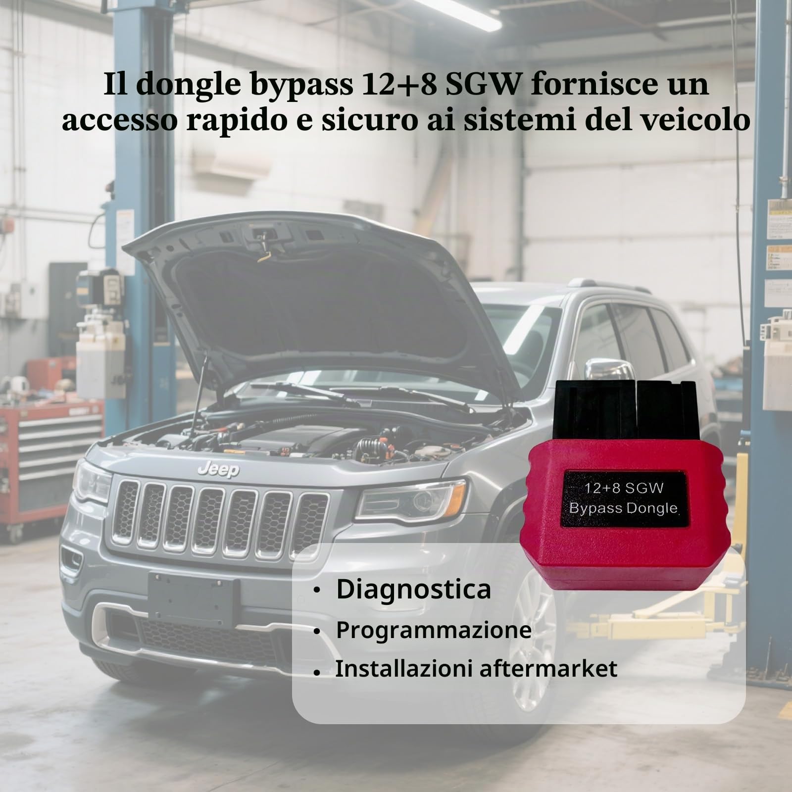 SGW Bypass Dongle 8+12 Pin,adatto per veicoli FCA dal 2018 in poi,modulo di bypass del gateway di sicurezza,compatibile con RAM,Chrysler,Jeep,Dodge,Fiat,Alfa Romeo,Maserati,Lancia dal 2018+