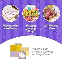 Vista 2 de Tarjetas de cumpleaños para mujer, tarjeta desplegable de feliz cumpleaños, tarjeta de felicitación 3D de cumpleaños con tarjeta de notas en blanco