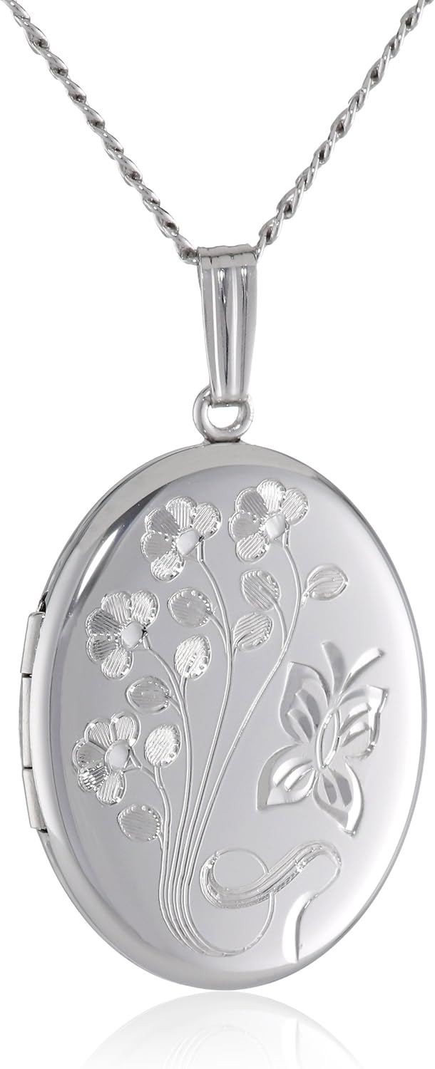Amazon Essentials Sterling Silver engraved Flowers...