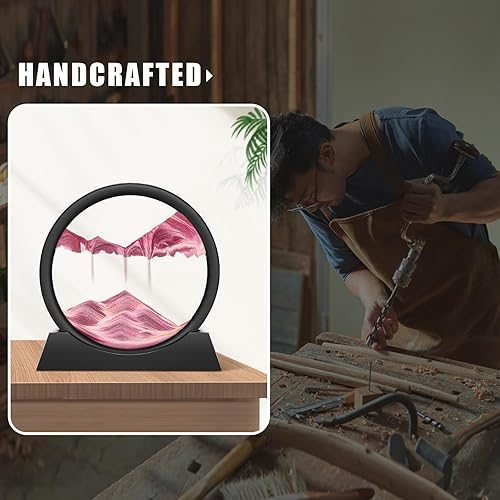 Miniatura 4 de Wai Danie Cuadro artístico de arena en movimiento 3D con reloj de arena en 3D, paisaje de arena líquida, pintura que fluye en movimiento, marco de