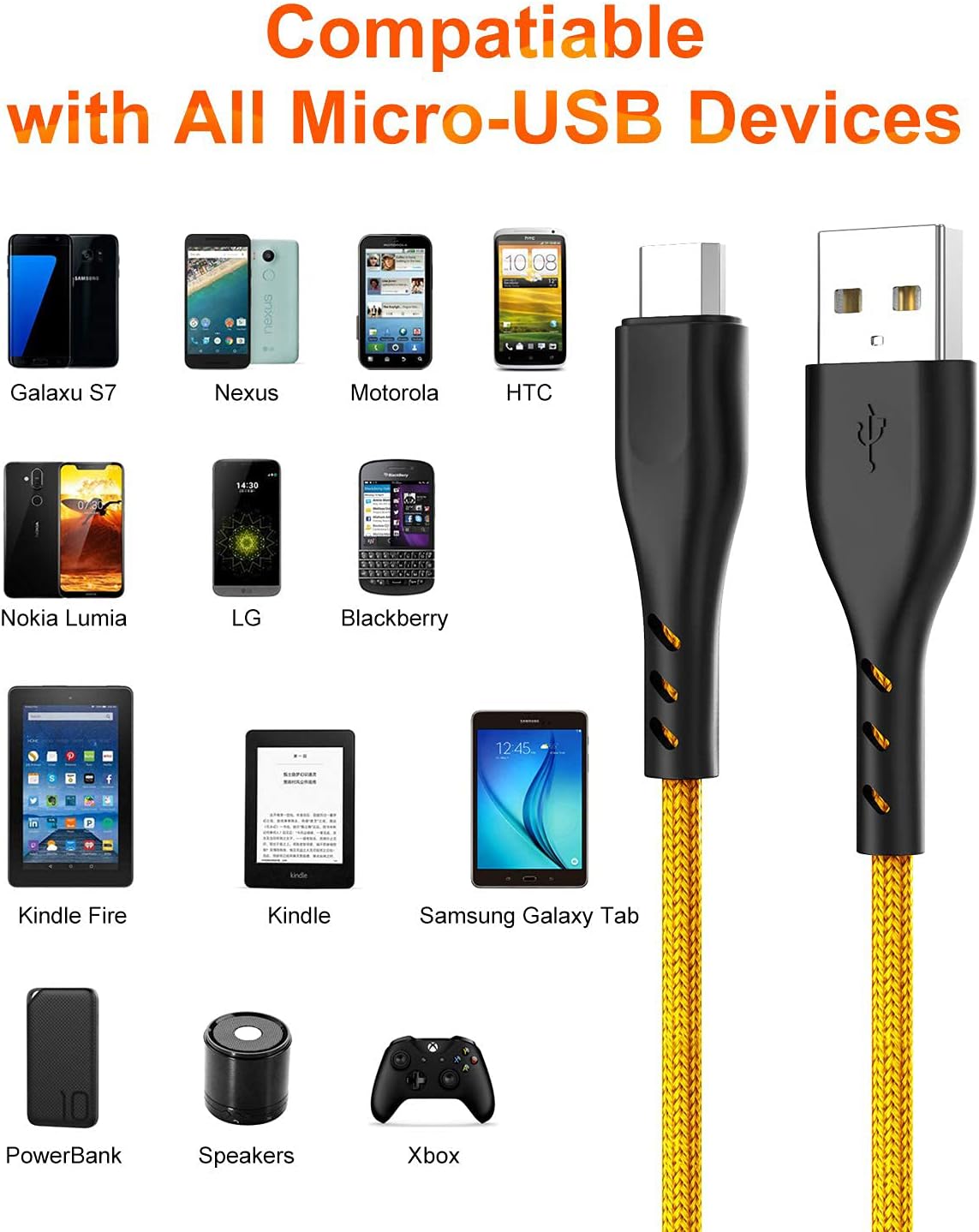 Get Discount 70% Price Micro USB Cable(3-Pack 6Ft), Android Phone Charger Nylon Braided Tough 6 Feet Cord, USB to Micro USB 6 Foot Wire for Samsung Galaxy S7 S6 S5, Note 5 -Gold One-Day Sale: Up to 80% Off Micro USB Cable(3-Pack 6Ft), Android Phone Charger Nylon Braided Tough 6 Feet Cord, USB to Micro USB 6 Foot Wire for Samsung Galaxy S7 S6 S5, Note 5 -Gold