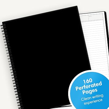 Blue Sky Smart Notes Professional Notebook, Wire-O Binding, 8.5 x 11, Black (14713)