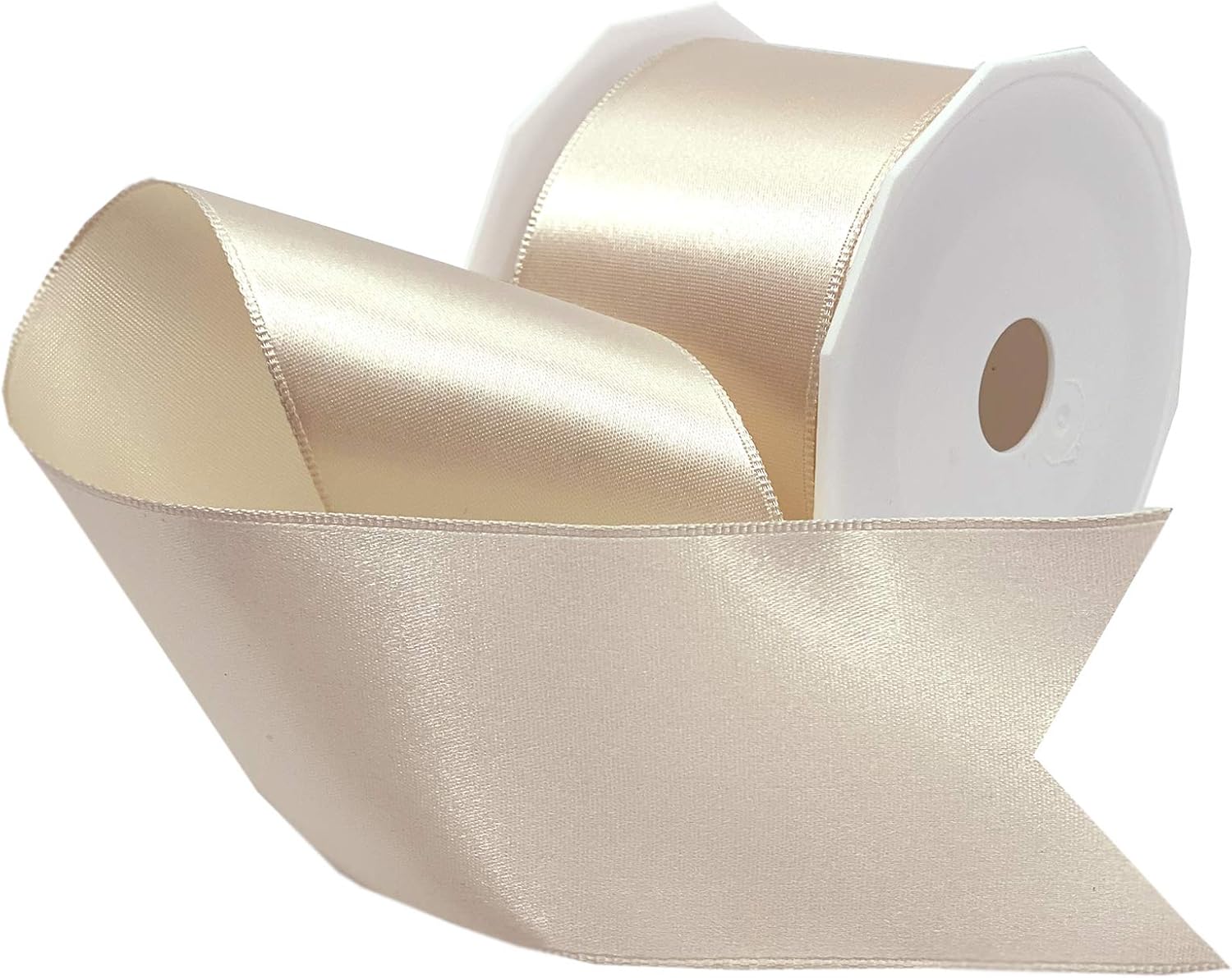 Morex Ribbon Wired Satin Ribbon, Gift Wrapping, Christmas and Wedding Décor, Silk Ribbons for Crafting and Floral Arrangements, 2-1/4 inch by 10 Yard, Ivory 2-1/4 inch by 10 yard Ivory