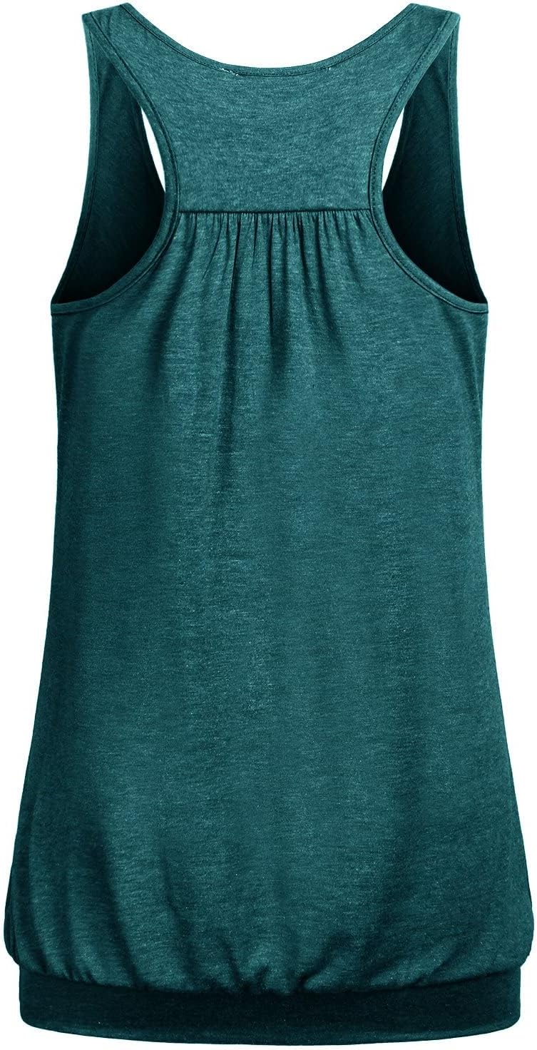 Womens Sleeveless Racerback Tank Loose Fit Banded Bottom Yoga Tank Tops