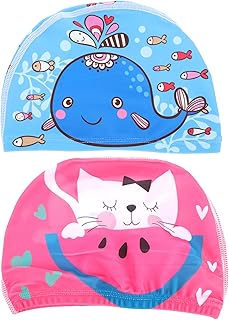 SOIMISS Acessórios de banho e banho 2 peças Touca de natação infantil Touca de banho Touca de banho Touca de banho de silicone Touca de natação para crianças, jovens, meninos, acessórios de exercício