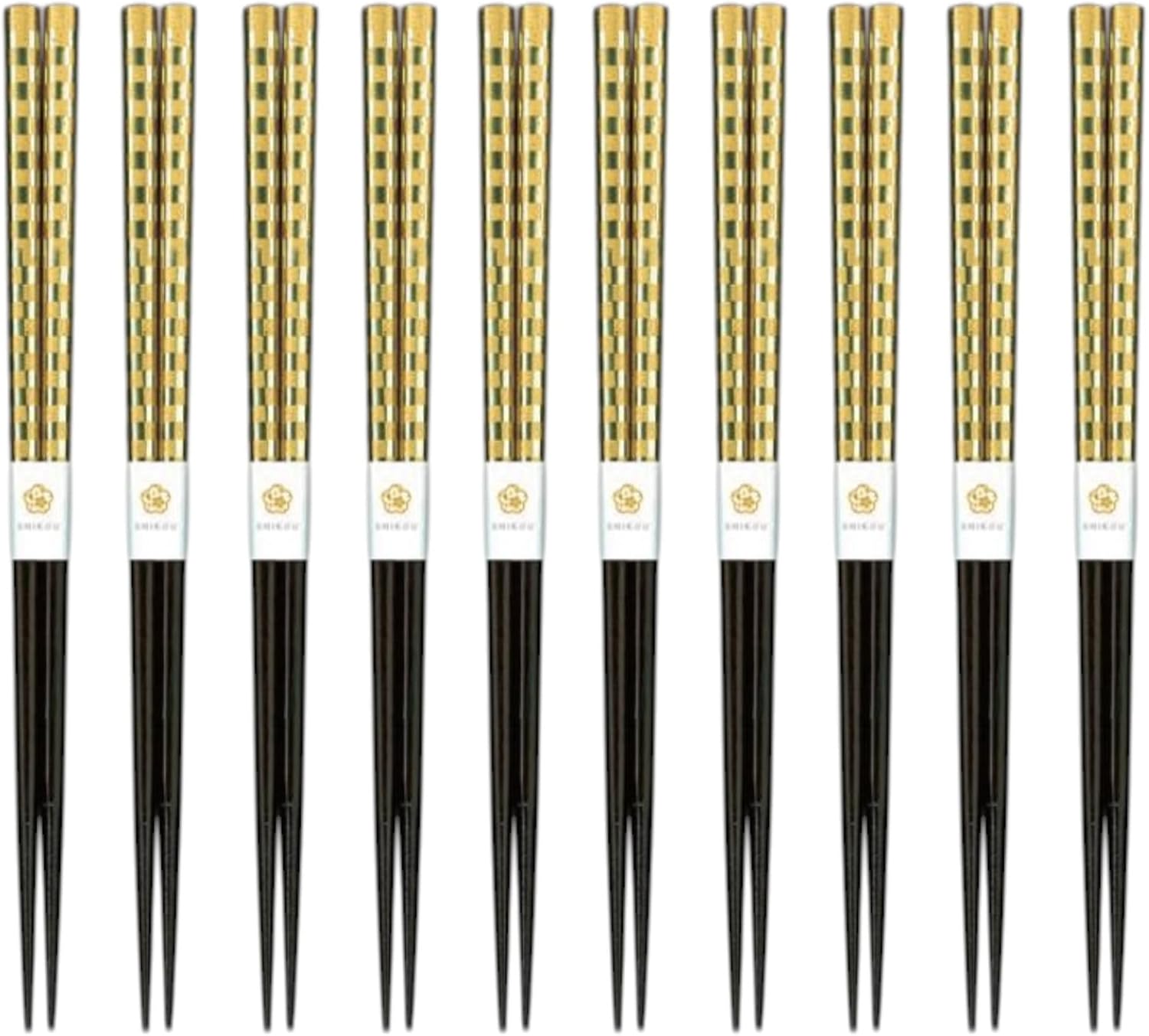 J-kitchens 10 Pair Set of Chopsticks, Lunch, Picnic, Excursions, Sports Events, Guests, Wooden, Elegant, Gold, 9.1 inches (23.0 cm), Dishwasher Safe, Made in Japan