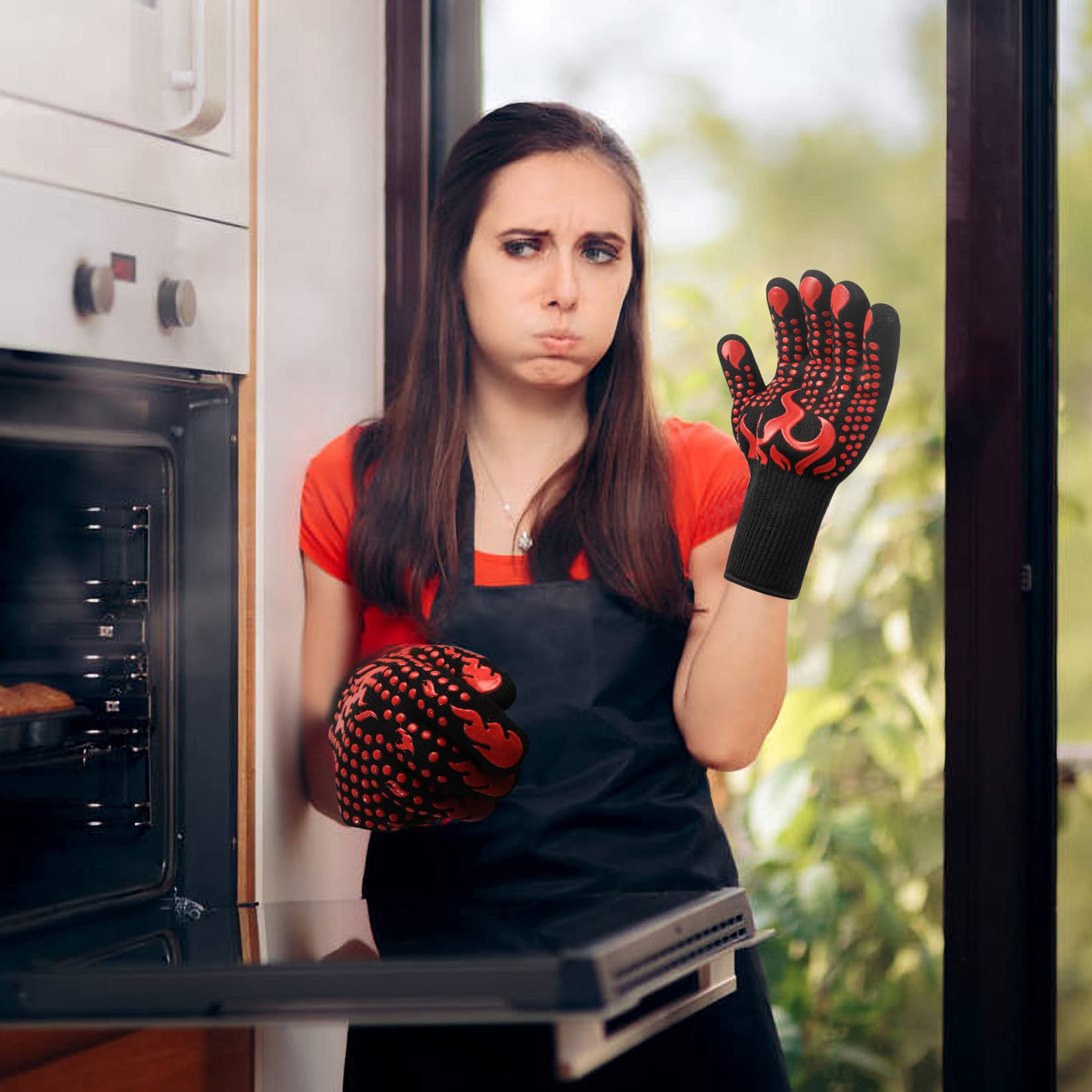 Guanti Da Forno E Presine Set 4 Pezzi - Resistente Al Calore 300°C - Foto 10