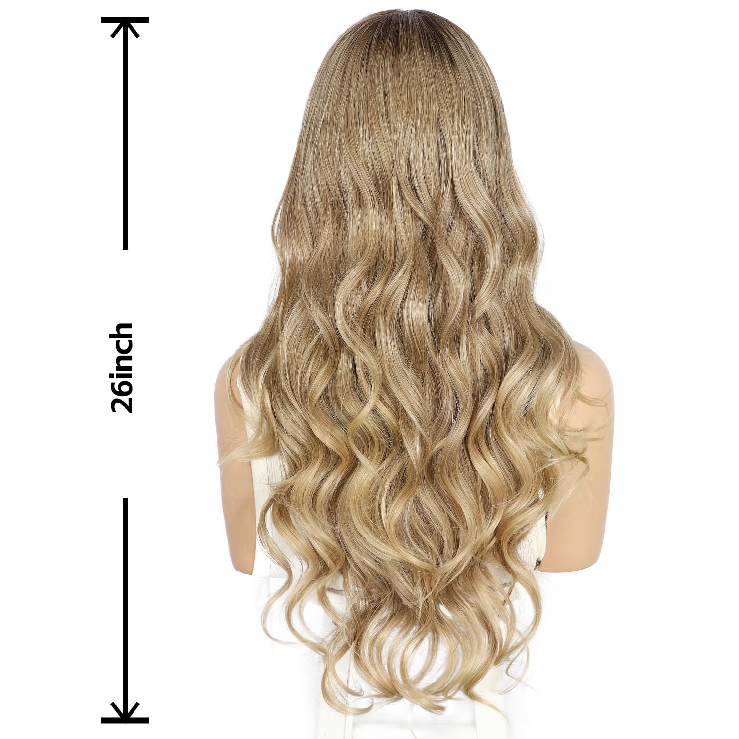 Sapphirewigs Blond Lace Front Perücke Synthetische Körper Welle Blond Balayage Perücken Damen Party Date Tägliche Tragen Natürlich Aussehen Weihnachten 26inch