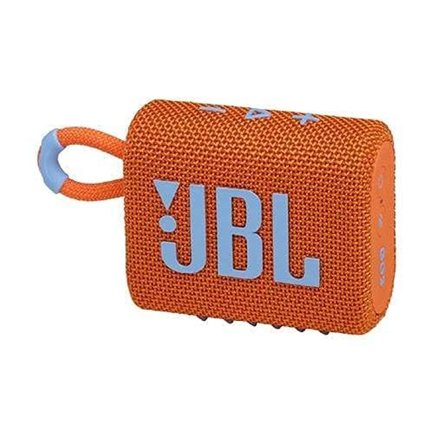 JBL Go 3 - Altavoz Bluetooth inalámbrico ultra portátil con sonido profesional, colores llamativos con diseño de tela resistente, impermeable, tipo C (sin micrófono, naranja)