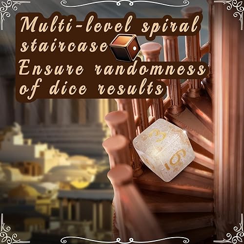 Miniatura 4 de JstFrU Torre de dados DND con bandeja para juegos de rol, Calabozos y Dragones, D&D, TRPG, 7 dados incluidos, torre rodante perfecta de castillo