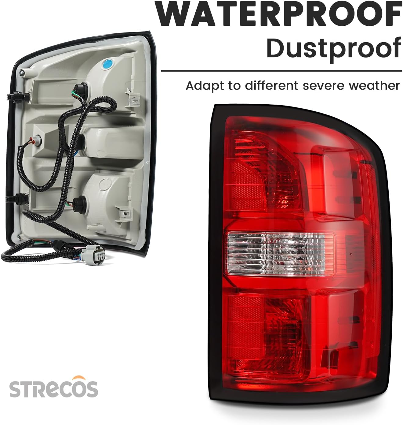 Tail Light w/Bulbs and Harness Compatible w/ 2014-2018 GMC Sierra 1500 2500HD 3500HD Halogen Taillight Rear Brake Signal Lamp Assembly OEM Replace #84288725 (Right Passenger Side)