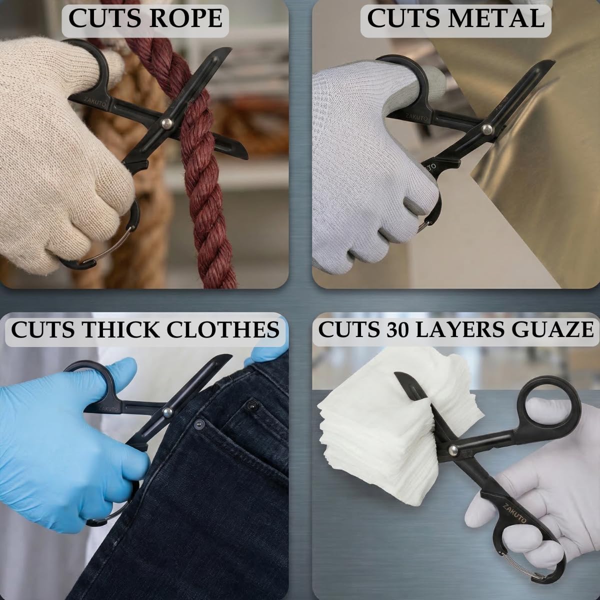 ZAKUTO Trauma Shears 2 Pack – 8" EMT Medical Scissors with Carabiner Clip