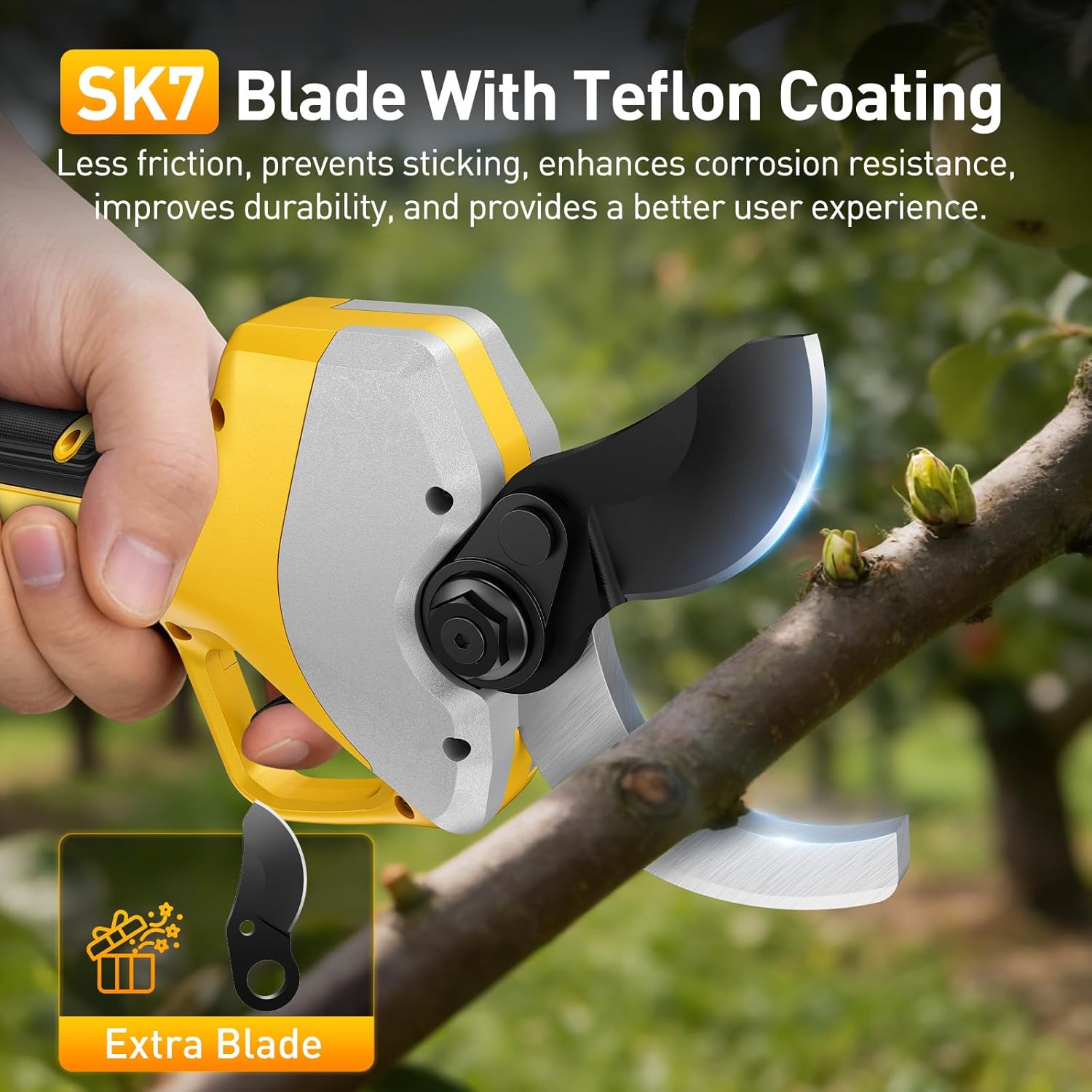 Professional Electric Pruning Shears Cordless 3.0'' Heavy Duty Electric Pruner with Brushless Motor 4.0 mAh Battery Electric Pruners Cordless Pruner for Branch, Fruit Plucking and Tree Trimming