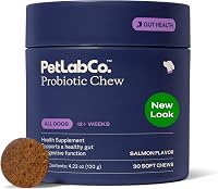 PetLab Co Salmon Probiotics for Dogs - Gut Health, Diarrhea Relief, Seasonal Allergies & Itchy Skin - 30 Soft Chews