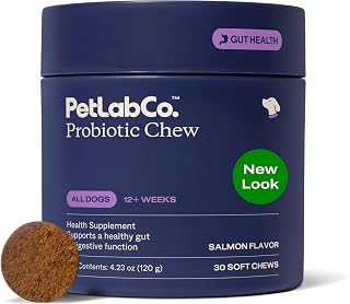 PetLab Co Salmon Probiotics for Dogs - Gut Health, Diarrhea Relief, Seasonal Allergies & Itchy Skin - 30 Soft Chews