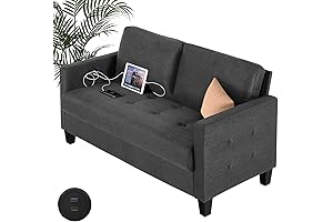 GRAVFORCE 57" W Fabric Loveseat Sofa with 2 USB Charging Ports