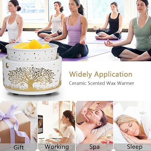 Miniatura 7 de Quemador de cera perfumada eléctrica, calentador de cera de cerámica para derretir velas, quemador de cera 3 en 1, calentador de fragancia para