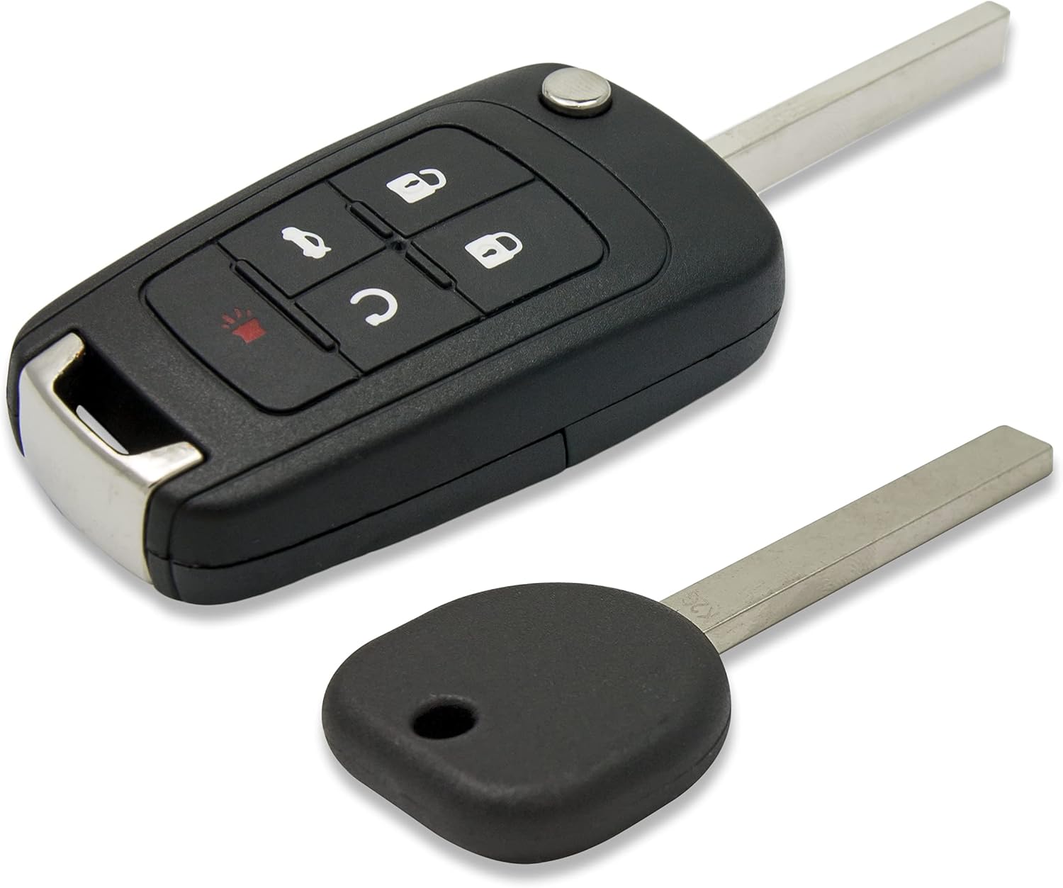 Keyless2Go Replacement for New Keyless Remote 5 Button Flip Car Key Fob for Vehicles That Use FCC OHT01060512 with Uncut Transponder Ignition Car Key High Security Laser Sidemill B119 HU100
