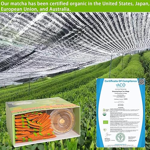 Miniatura 3 de Mini juego de té matcha, polvo de matcha japonés orgánico ceremonial con 30 palitos de una sola porción y batidor de bambú hecho a mano