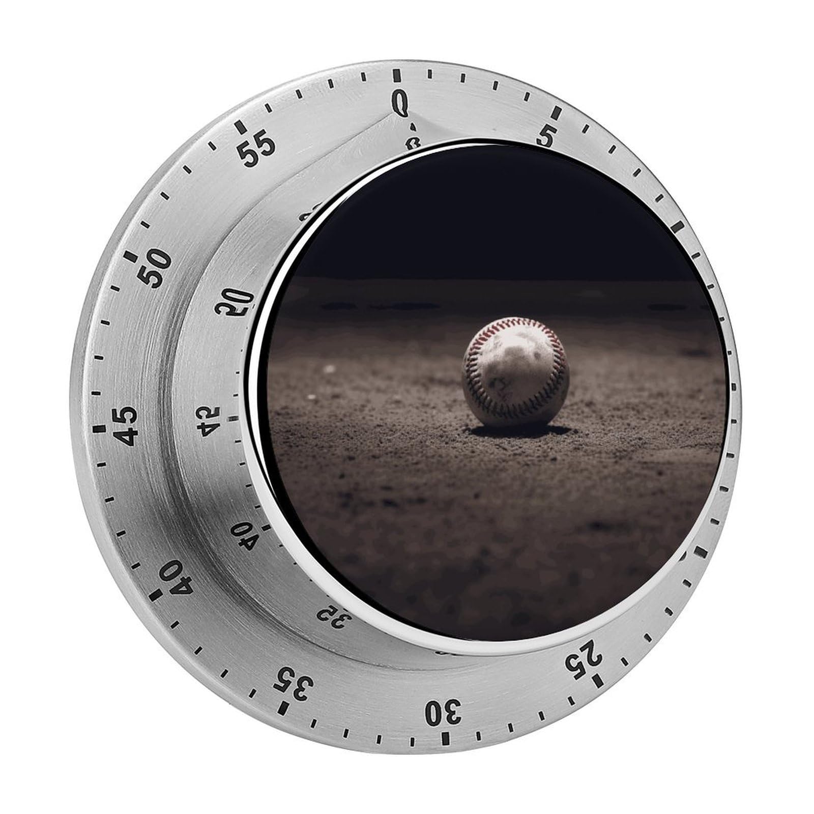 Baseball Timer Exquisite Stainless Steel Magnetic Timers Waterproof Durable Mechanical Countdown Countup for Loud Alarm for Baking Grilling Studying